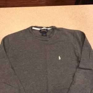 Grey long sleeve Polo by Ralph Lauren.